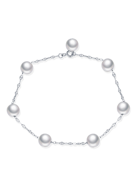 摩典S925纯银施家水晶珍珠手链女