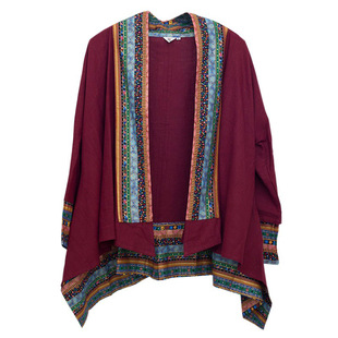 复古民族风衬衫宽松苎麻外套男民族花边衣襟上衣演出服纯麻茶道服