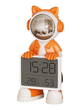 太空人宇航员时钟摆件室内温度计