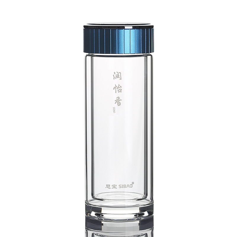 思宝双层玻璃杯纯色透明圆形直身
