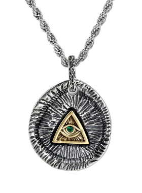 GRGR纯银天眼祈祷手吊坠项链