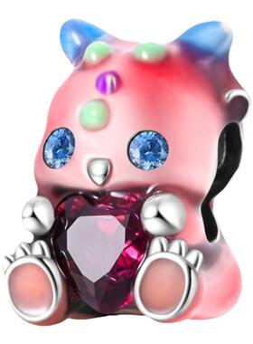 一件代发热销新款镀银卡通祝福系列幸运黑猫松鼠小羊羔龙宝串饰珠