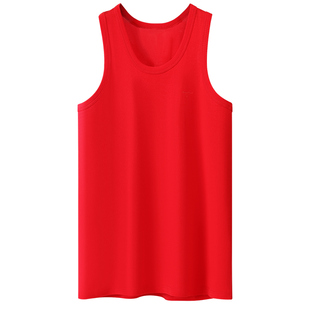 七匹狼男士纯棉背心本命年酒红色打底吊带汗衫属马年大红暗红螺纹