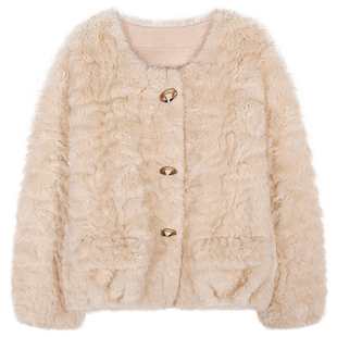 落落狷介皮草女款2025新款环保皮草保暖小个子外套设计感毛毛外套