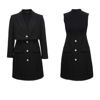 v区绫致CoutureMade连衣裙秋冬西装外套针织拼接连衣裙两件套