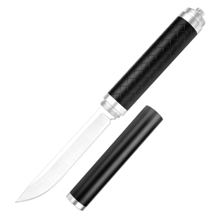 户外防身小直刀车载便携露营手把刀加长加厚霸王棍一体龙骨水果刀