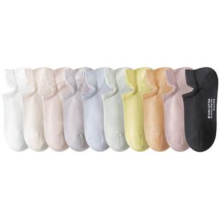 袜子女船袜浅口隐形纯棉夏季薄款短袜套防臭防滑春秋款黑白色棉袜