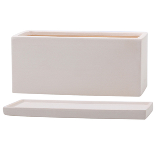 长方形花盆素烧陶土白陶透气吸水北欧瓷器绿植多肉组合盆栽带托盘