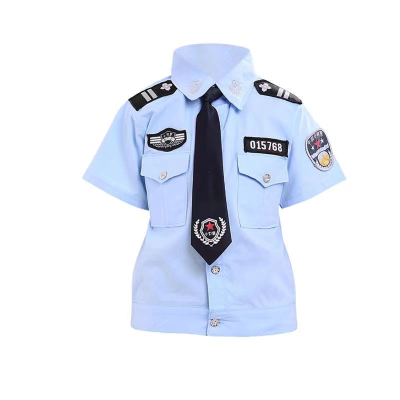 儿童警官服服男童保安警服衣服演出服夏季小孩警察玩具表演服服装