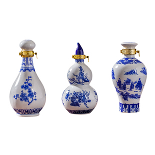 陶瓷酒瓶空瓶白酒家用一斤装密封1斤青花瓷瓶高档摆件定制景德镇