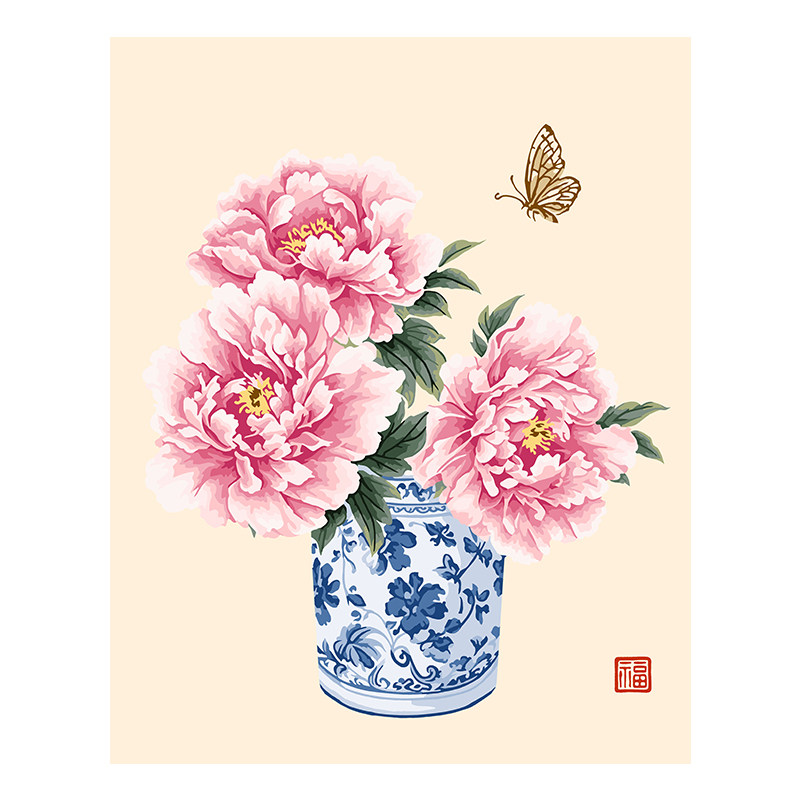 自油自画 数字油画diy 成人手工填色涂色手绘填充油彩画 花朝月夕