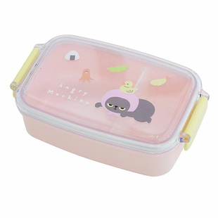 日本进口bisque塑料便携带抗菌分隔饭盒成人儿童马萨奇machiko猫