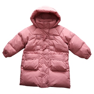 杜邦三防女童冬季90白鸭绒连帽羽绒服儿童保暖过冬中长款棉衣外套