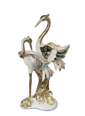 欧雅居树脂装饰欧式仙鹤摆件贝壳