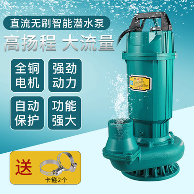 无刷直流潜水泵24v48v60v72v伏通用农用浇地灌溉电瓶车电动抽水泵