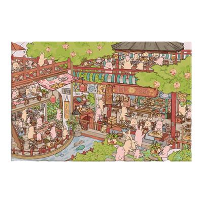 中秋数字油画【兔兔月饼铺】DIY填充八代背板治愈可爱丙烯手工画