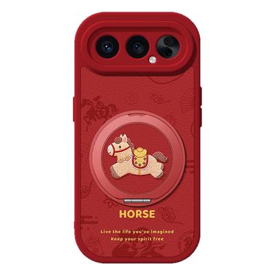 新年适用荣耀500手机壳400马年300/200/100/50pro小羊皮v40轻奢版v30/v20/30青春版20s卡通磁吸支架pro+女款