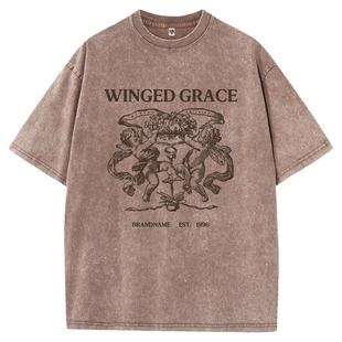 From Mars 老城故事 高街美式复古做旧创意印花宽松男女短袖T恤BF