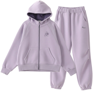 迪士尼女童休闲套装秋冬装儿童运动服大童卫衣卫裤青少年加绒加厚