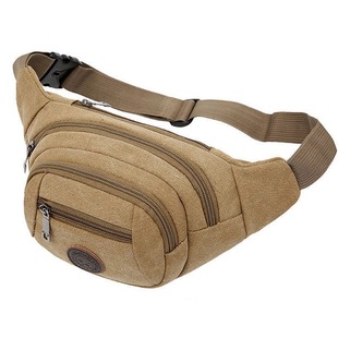 腰包男款工地干活手机钱包帆布耐磨运动户外休闲多功能胸包装零钱