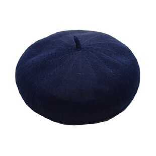 藏青色ins贝雷帽女秋冬季薄款画家帽子透气英伦复古八角网红帽
