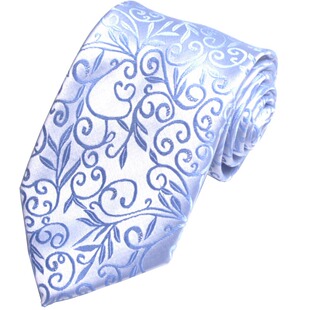 高档真丝领带 男士正装领带商务领带纯白色花纹领带