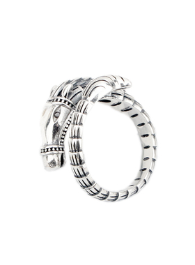 S925纯银龙马精神开口可调戒指