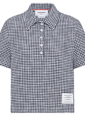 [春夏优惠]THOM BROWNE 女士格纹粗花呢POLO衫