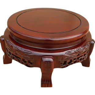 木质鱼缸架实木圆形酒坛底座立柱空调底架盆景架矮花架子大花瓶架