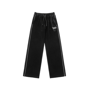 WHOOSIS RADIO 反光logo丝绒长裤子休闲裤百搭美式街头直筒百搭男