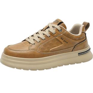 HLA/海澜之家男鞋新款秋冬时尚休闲板鞋增高鞋皮革百搭英伦风男士