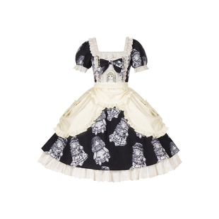 【人偶之夜 op】withpuji原创设计 doll感人偶柄图刺绣lo裙双子秋