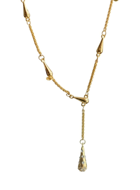 《瑞秋》复古优雅法式金色水滴沙漏吊坠精致高级感项链锁骨毛衣链