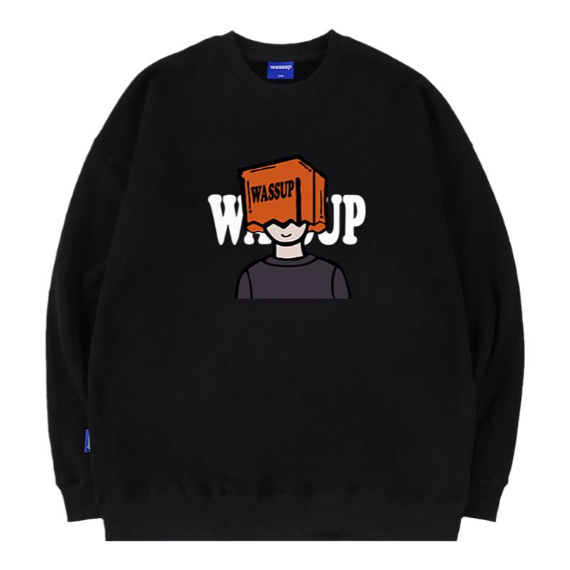 WASSUP美式涂鸦男孩圆领卫衣