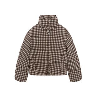 IMMI X LOOKNOW设计师品牌25秋冬新品格纹针织立领羽绒夹克外套女