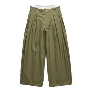 现货 KHOKI TUCK-DETAIL COTTON 日产褶裥廓形斜纹休闲裤 25AW