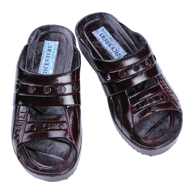 男漆皮复古外穿经典复古纯色拖鞋