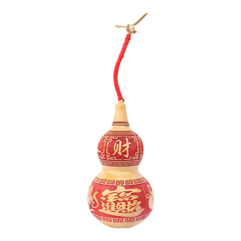 天然雕刻葫芦摆件挂件五帝钱开口
