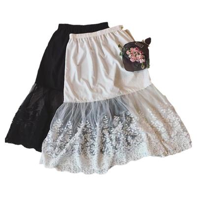 秋冬中长款打底裙蕾丝半身裙内衬裙旗袍单层屁帘裙帘叠穿内衬裙