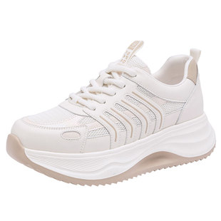 日泰女鞋2025夏季新款厚底增高休闲运动鞋时尚百搭轻便透气小白鞋