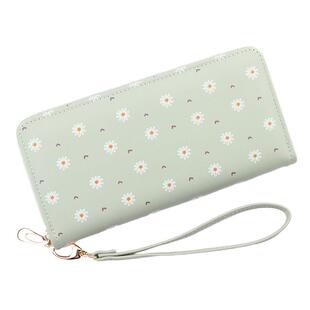 SuprFicial新款女士长款钱包拉链手拿软皮夹大容量菊花钱夹手机包