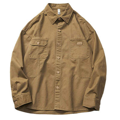 衬衫男复古工装衬衣外套