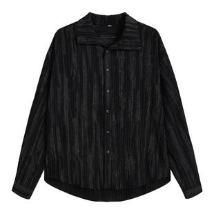 「GRNL」线性叙事 复古立体褶皱肌理廓形翻立领衬衫