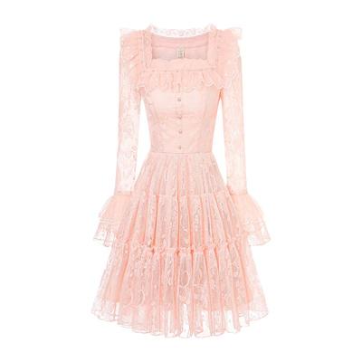 艾丽丝超仙白色刺绣短款公主裙