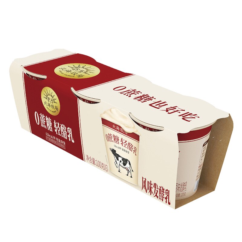 北海牧场轻酪乳低温酸奶风味发酵乳0蔗糖下午茶100g*12杯