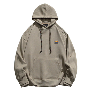 马切达春季灰色连帽男款卫衣男士修身款长袖情侣春秋男生休闲外套