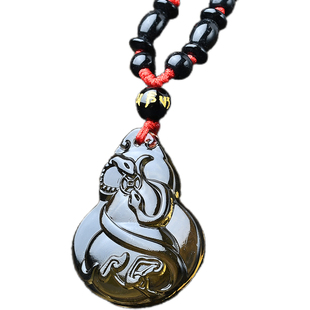 属牛灵蛇进禄吉宏吊坠黑曜石2026马年男女葫芦吉祥佩戴物