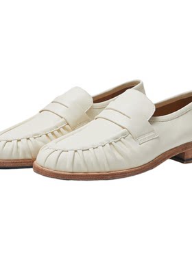 mischa&vibram 2026超火 新款厚底乐福鞋女 一脚蹬休闲白色小皮鞋