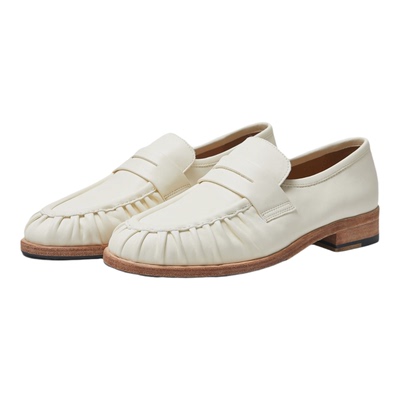 mischa&vibram 2026超火 新款厚底乐福鞋女 一脚蹬休闲白色小皮鞋