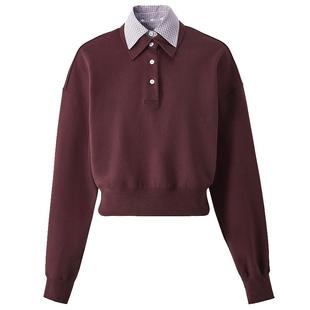 【季末折扣】欧时力Polo领卫衣上衣假两件短款活动领2025秋冬尖货